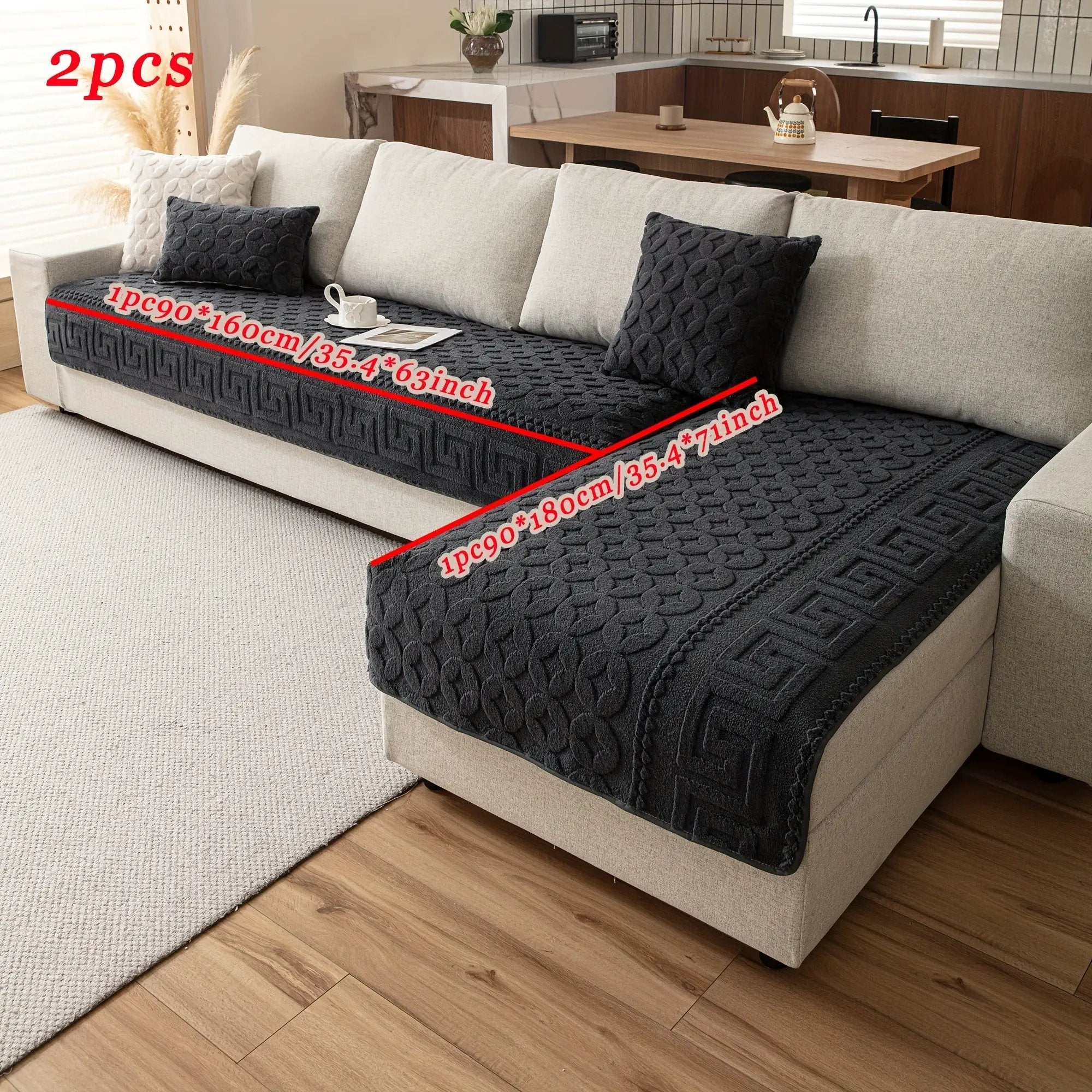 L-shaped couch cover by topspet; 2pcs black quilted heavy-duty waterproof dog sofa protector