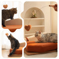 Load image into Gallery viewer, Wooden Pet Bed for Cats & Dogs with orange cushion
