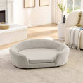 Charger l'image dans la visionneuse de la galerie, OVERSIZED Size Oval Semi-Enclosed Dog Sofa - Durable Linen Material, Button-Tufted Backrest, High-Center Low-Sides Support & Plush Comfort-Beige by HouseOfZazla
