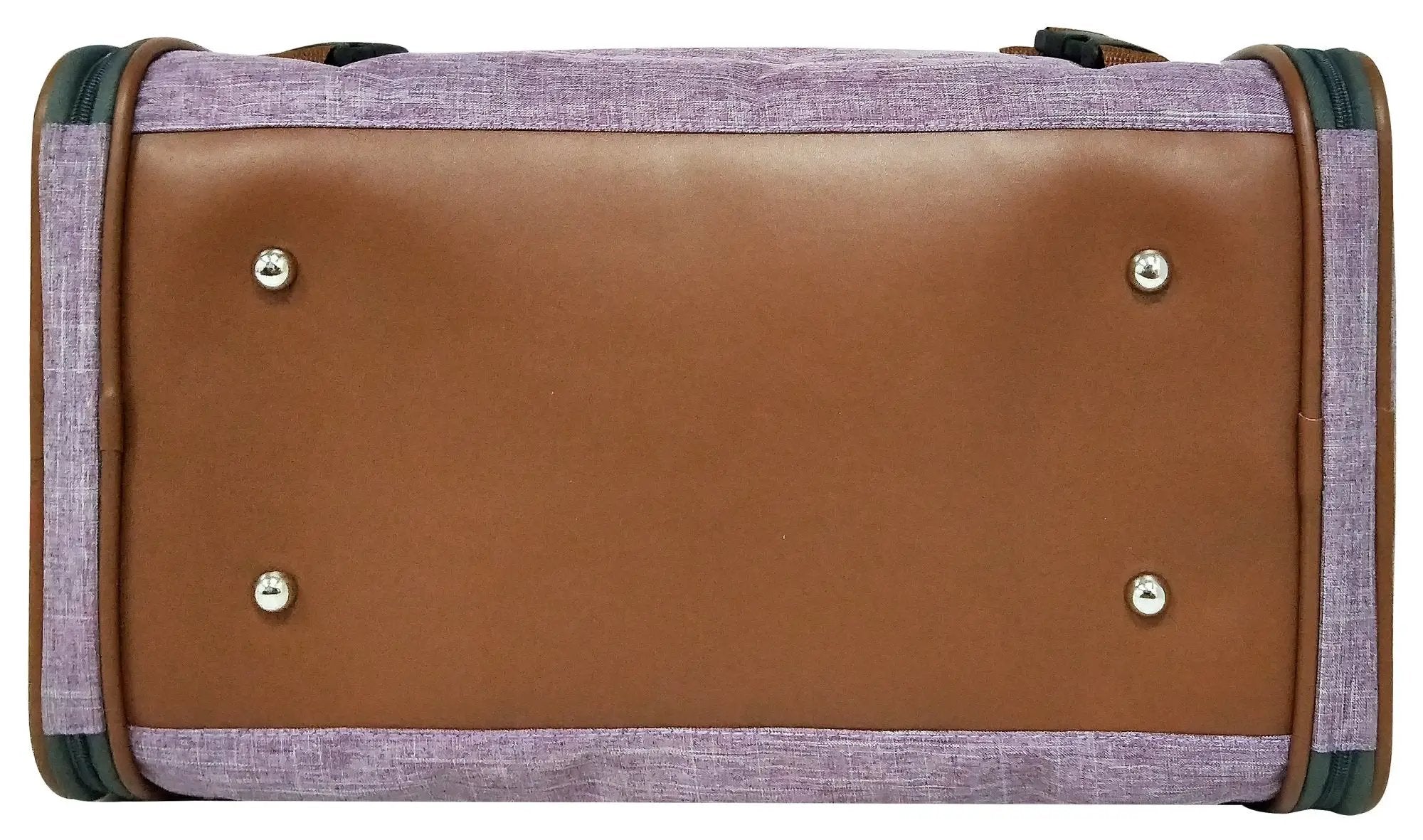 Mr. Peanut's Gold Series V2.0 Pet Carrier, air travel approved, brown faux-leather bottom with purple fabric sides