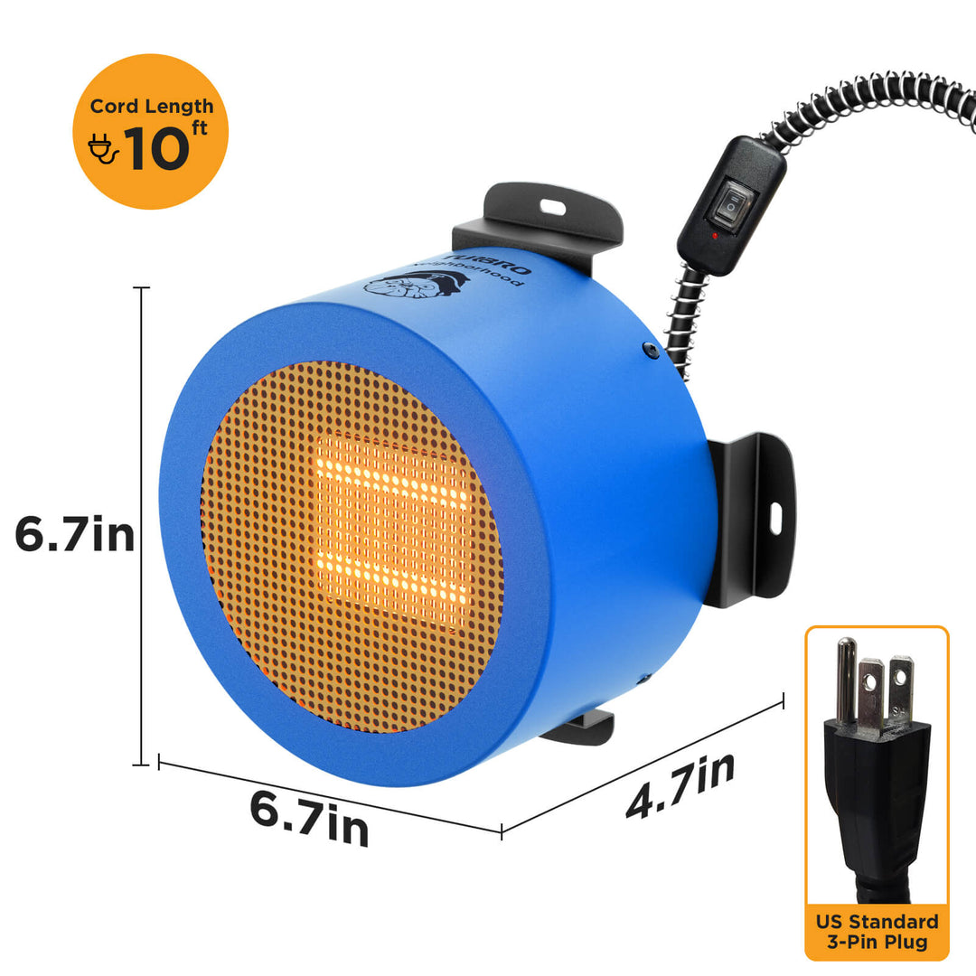 TURBRO Neighborhood DH400A Dog House Heater – 400W – dimensions