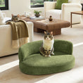 Charger l'image dans la visionneuse de la galerie, Shep 36' Curved Dog Sofa Bed Medium Moss Green Fleeced Teddy by HouseOfZazla
