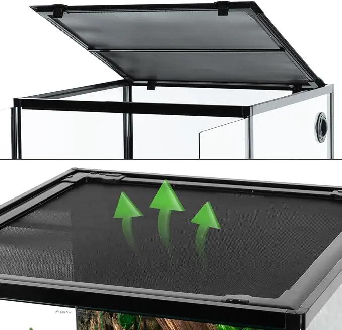 REPTIZOO 90 Gallon Glass Terrarium with Front-Opening Door and Top Screen Ventilation