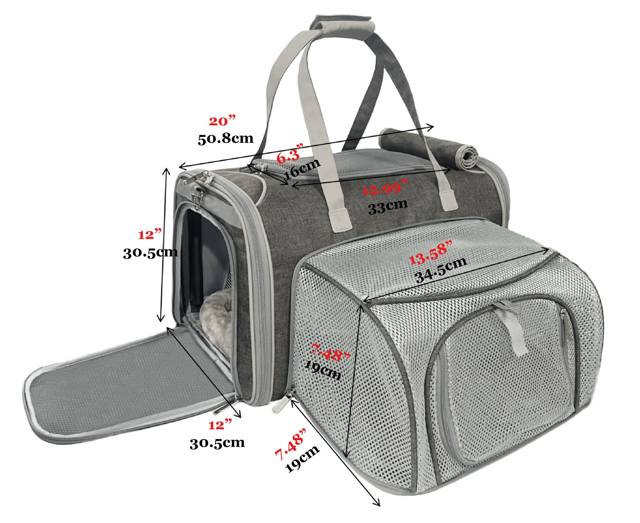 Mr. Peanut's Gold Series Big Apple XL Expandable Pet Carrier V3.0, gray, air travel approved