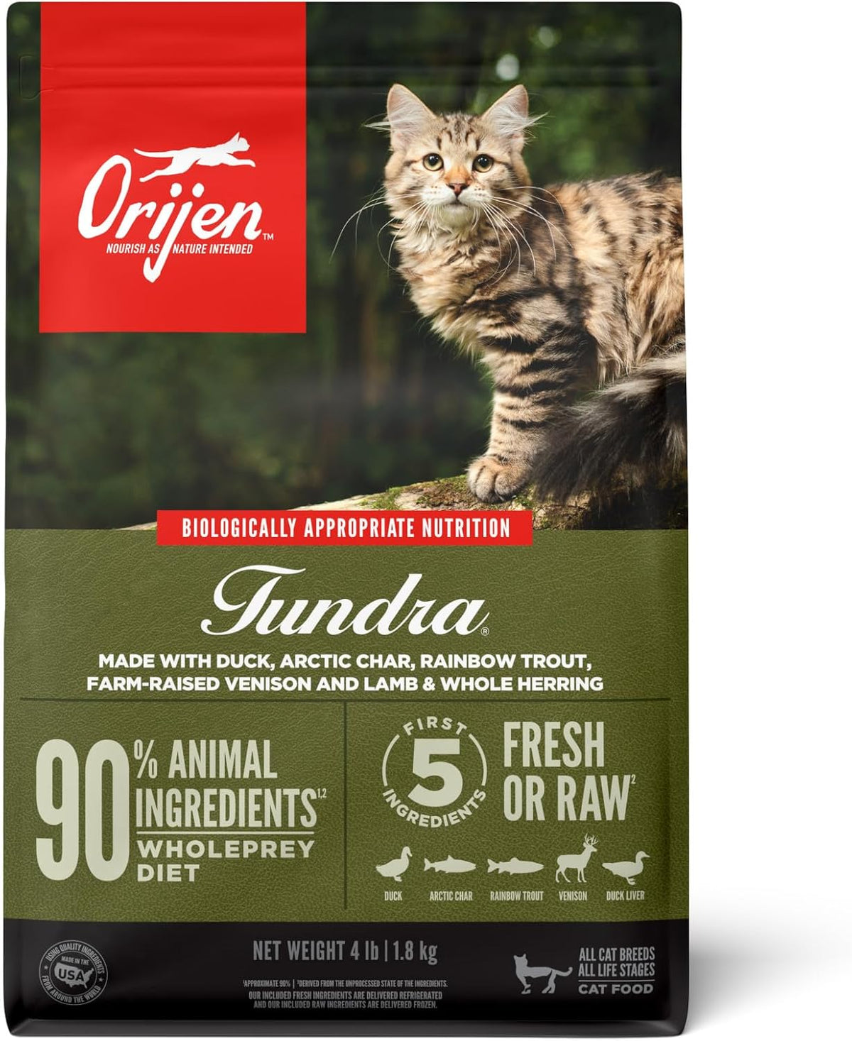 ORIJEN Tundra 4 lb cat food bag front