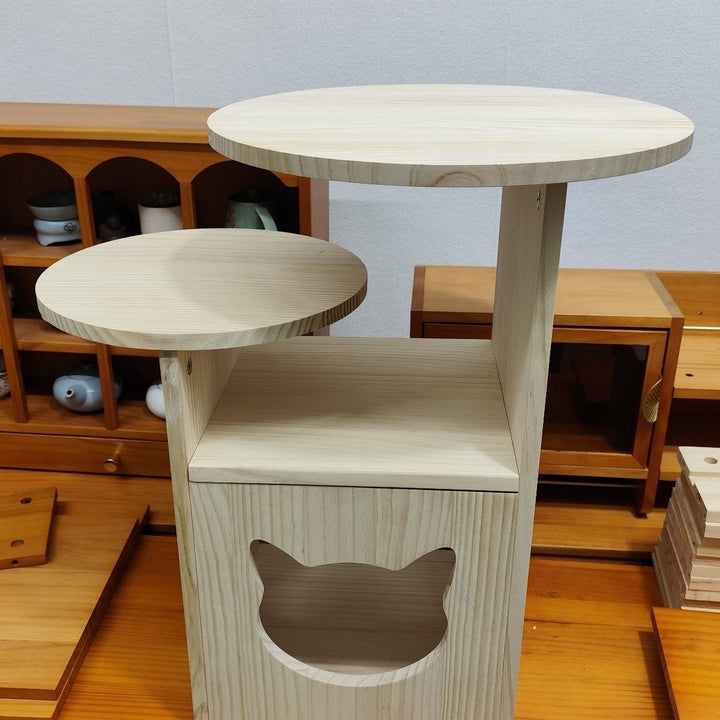 Unfinished pine cat hideaway table