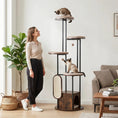 Carica l'immagine nel visualizzatore della galleria, DirectDeals 72-Inch Multi-Level Cat Tree with Condo and Perches in living room; two cats on platforms.
