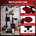 Load image into Gallery viewer, 75-Inch Gothic Cat Tree with 2 condos and top perch in black and red for large cats
