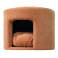 Load image into Gallery viewer, Orange textured pet-friendly ottoman with open center and rounded edges
