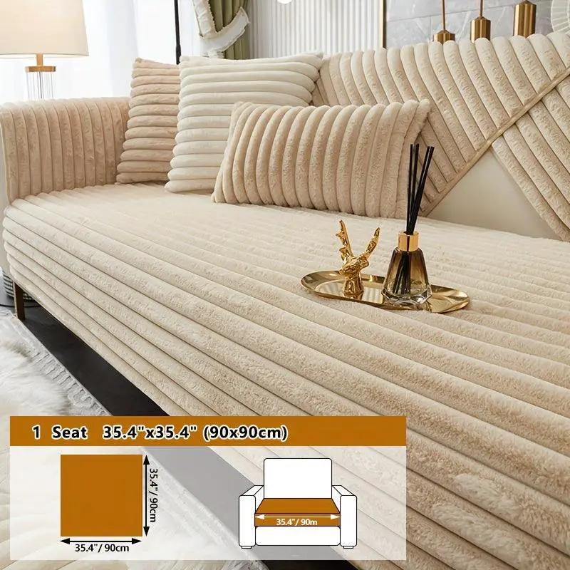 Rabbit fur sofa slipcover for dog use, light grey, non-slip; 1-seat (35.4 x 35.4 in) by topspet