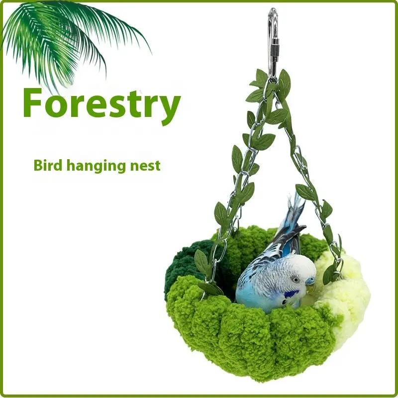 Forest Style Plush Parrot Bird Nest Hammock Deep Forest Green Small by Sell My Stuff