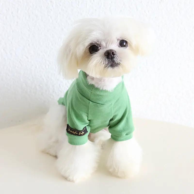 Small dog spring solid color two-legged sweater, by SOCKPET, green