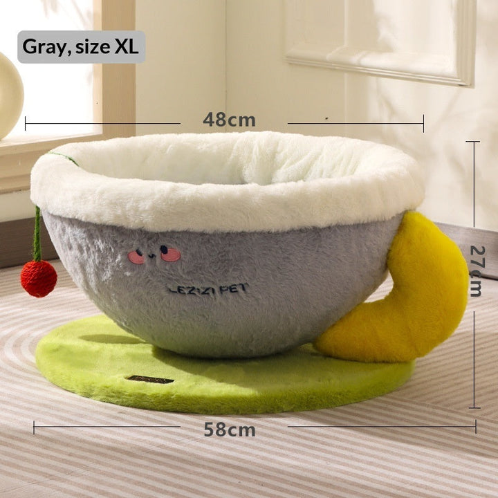 Larger gray cup bed chart labeled XL