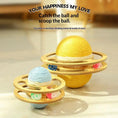 Load image into Gallery viewer, Cat Toy 2-pack by Pet Zen: spinning wooden ring balls with sisal balls in blue and yellow
