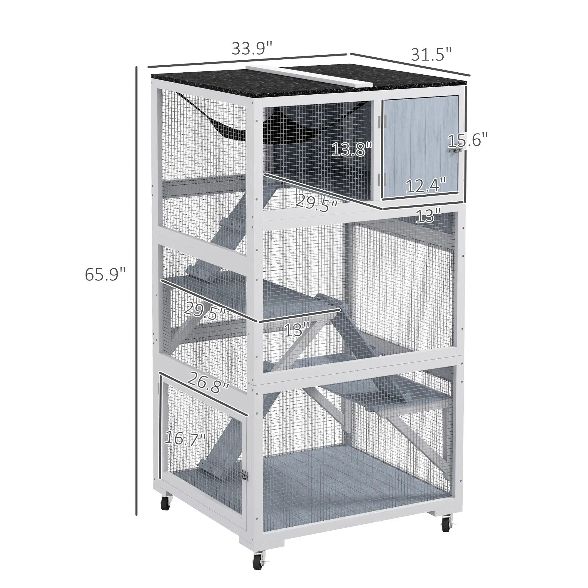 Catio outdoor cat enclosure on wheels with hammock, gray, multi level metal frame and mesh panels