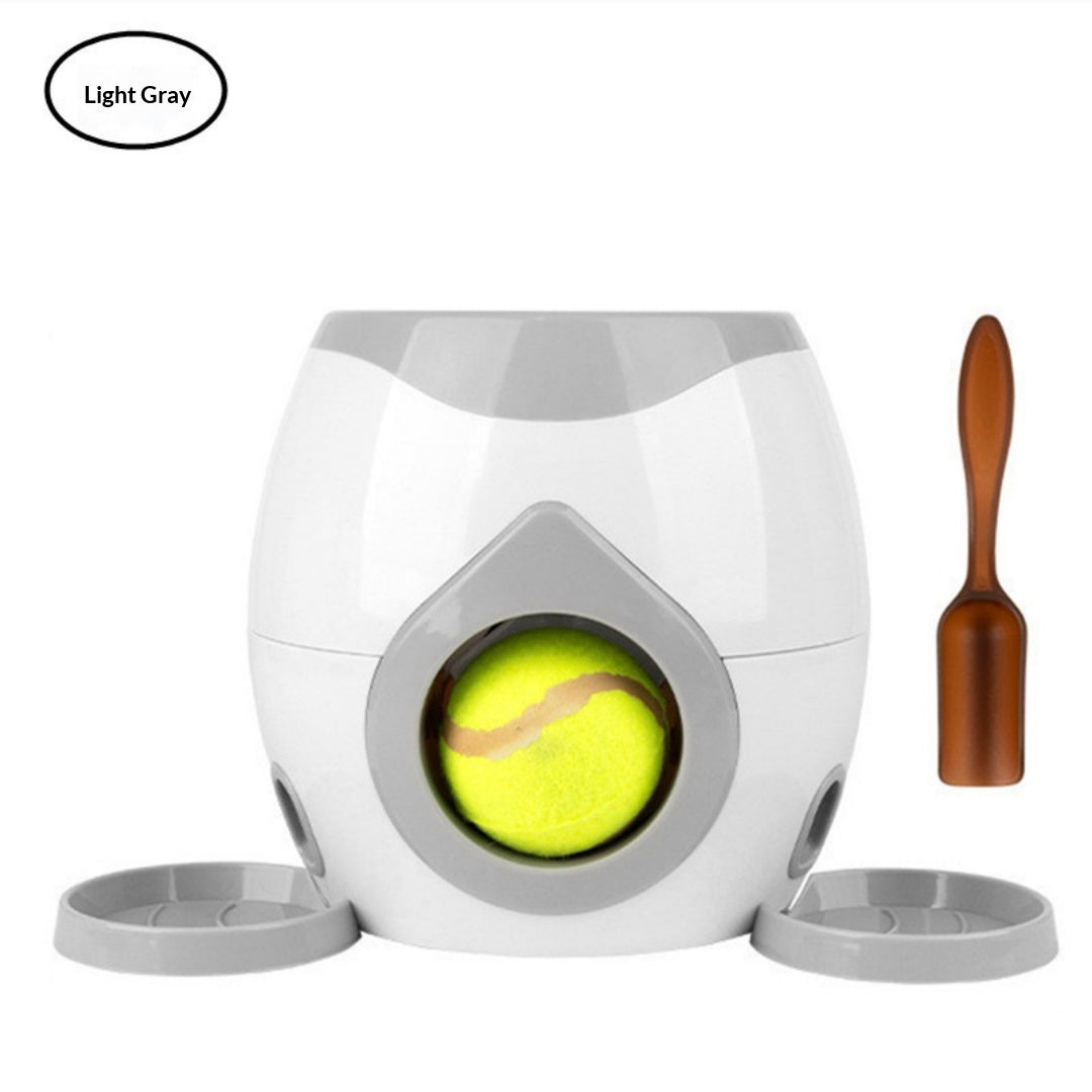 Light-gray feeder with ball at front opening