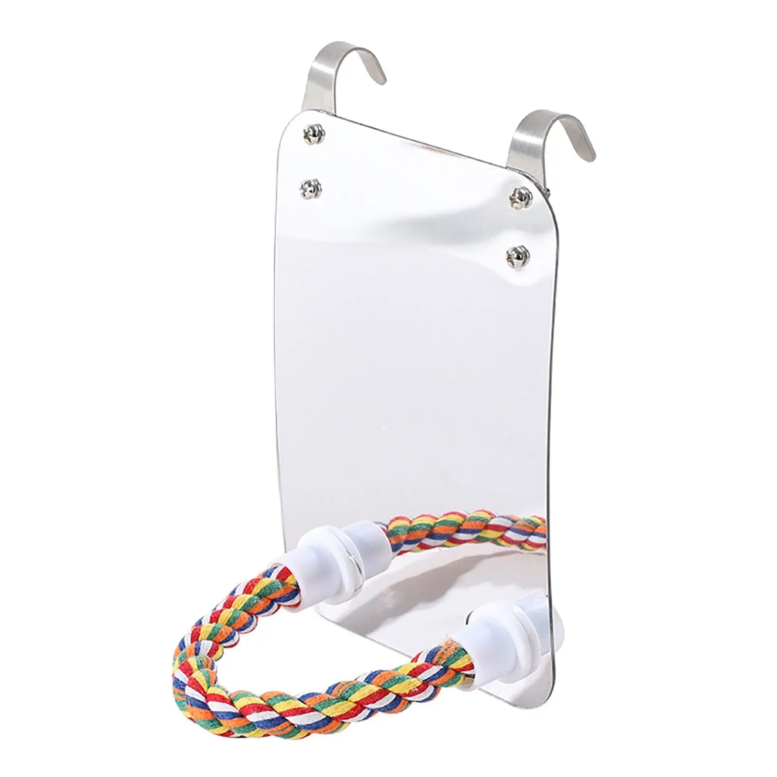 Acrylic Parrot Bird Mirror Stand Toy With Cotton Rope 12.7x17.7cm by Sell My Stuff