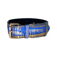 Load image into Gallery viewer, Belt by Allysa Payne Beverly Hills in blue, silver, and gold snake-embossed leather with gold hardware
