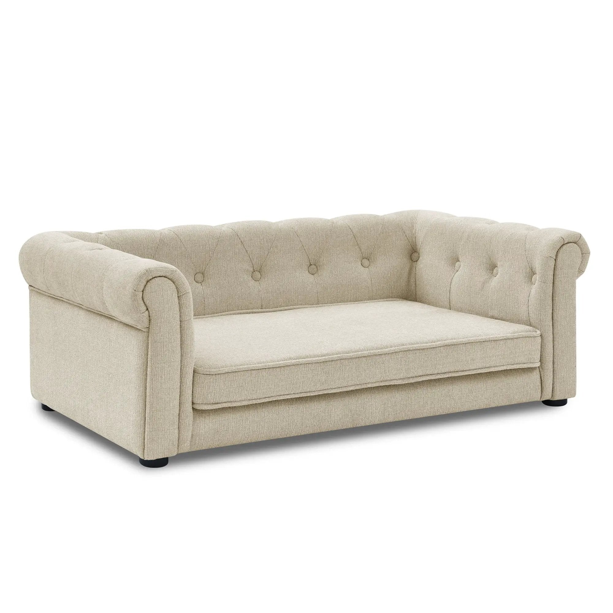 Large Beige Elevated Pet Sofa Bed Indoor Lounge For Dogs And Cats by V.I.P Digital Presence