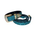 Charger l'image dans la visionneuse de la galerie, Turquoise snake collar and leash set, 2-piece, with Swarovski crystal hardware by Allysa Payne Beverly Hills
