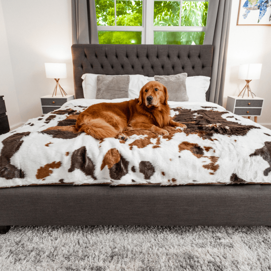 Paw.com PupProtector Waterproof Throw Blanket, Brown Faux Cowhide