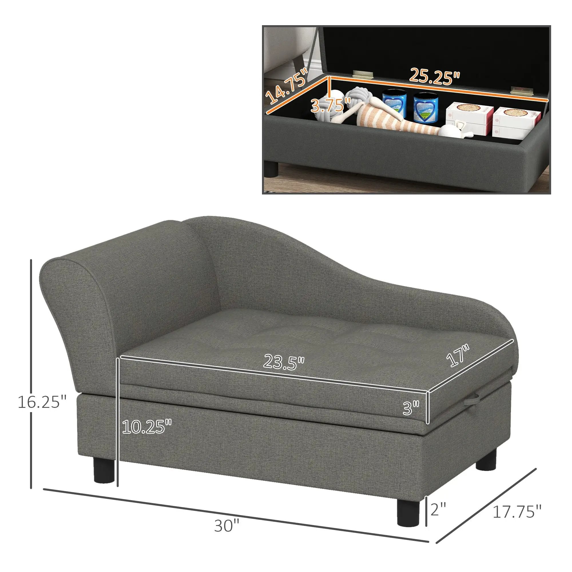 PawHut Pet Sofa Dog Couch Gray by HouseOfZazla