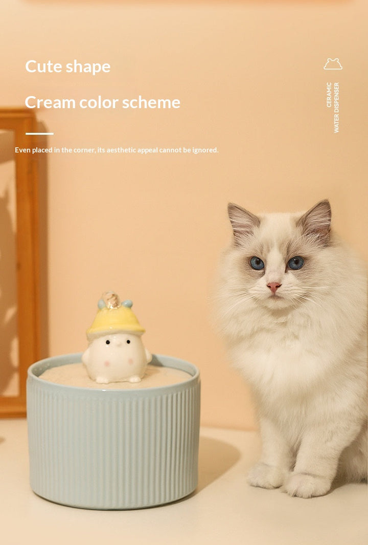 Cat beside alternate character fountain shown in supplier gallery