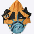 Bild in Galerie-Betrachter laden, Windproof And Rainproof Dog Clothes Large Dog Raincoat Dog Pet Shell Jacket in yellow with Statue of Liberty design.
