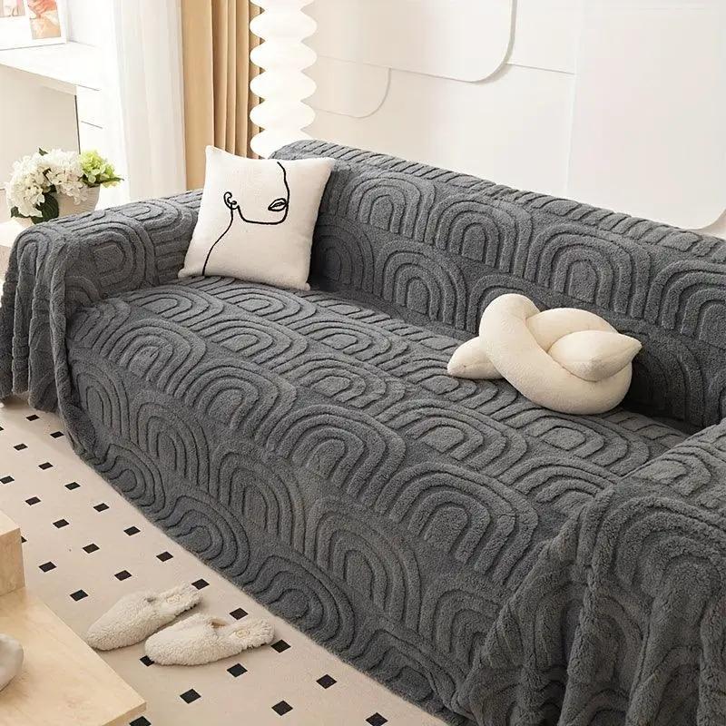 topspet Luxurious Four Seasons Jacquard Slipcover for gray sofa, waterproof couch cover.