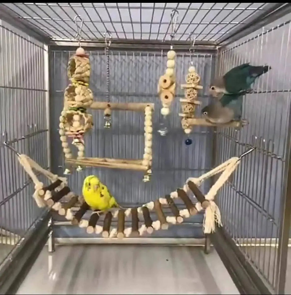 High Quality 8 Pack Bird Cage Toys For Parakeet Climbing Chewing Safe Chewable Playset Accessories Kit by MJ's Pet Closet