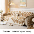 Load image into Gallery viewer, 2-seat chenille sofa cover in orange and beige swirl pattern, pet-friendly protection for sofa

