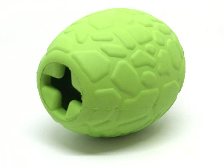 SodaPup Dinosaur Egg rubber dog toy and treat dispenser in green, view 6