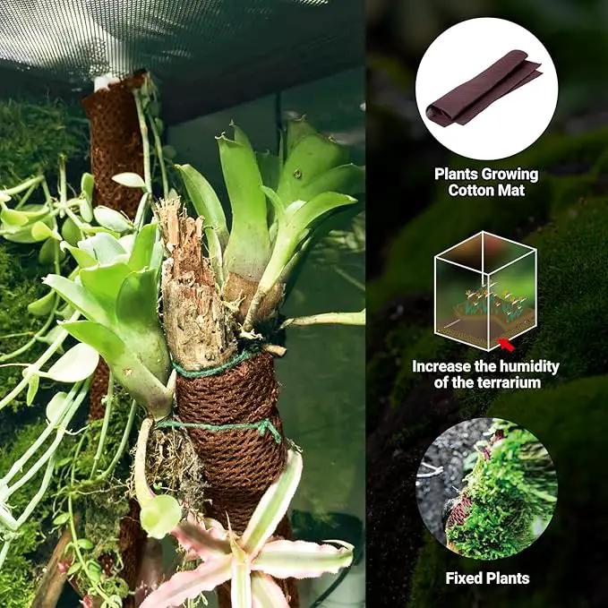 REPTIZOO 67-Gallon glass reptile terrarium with lush plants and included Cotton Growing Mat