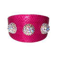 Load image into Gallery viewer, Fuchsia snake-wide collar with 3 Swarovski crystal rivets by Allysa Payne Beverly Hills
