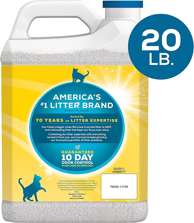 Tidy Cats Instant Action clumping litter 20 lb jug reverse