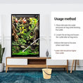Load image into Gallery viewer, REPTIZOO 67-Gallon glass reptile terrarium on a wooden stand with live plants and a siphon cleaner.
