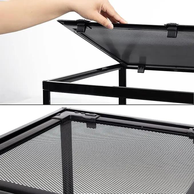 Terrarium REPTIZOO 67 gallon glass tank by Mewtique with black metal frame, hinged lid and mesh top
