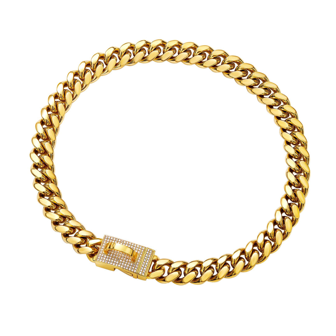 Gold-tone 14mm collar with decorative clasp