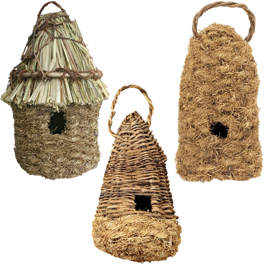 GreaterGood Haitian Birdhouse, a backyard habitat woven from straw and natural fibers.