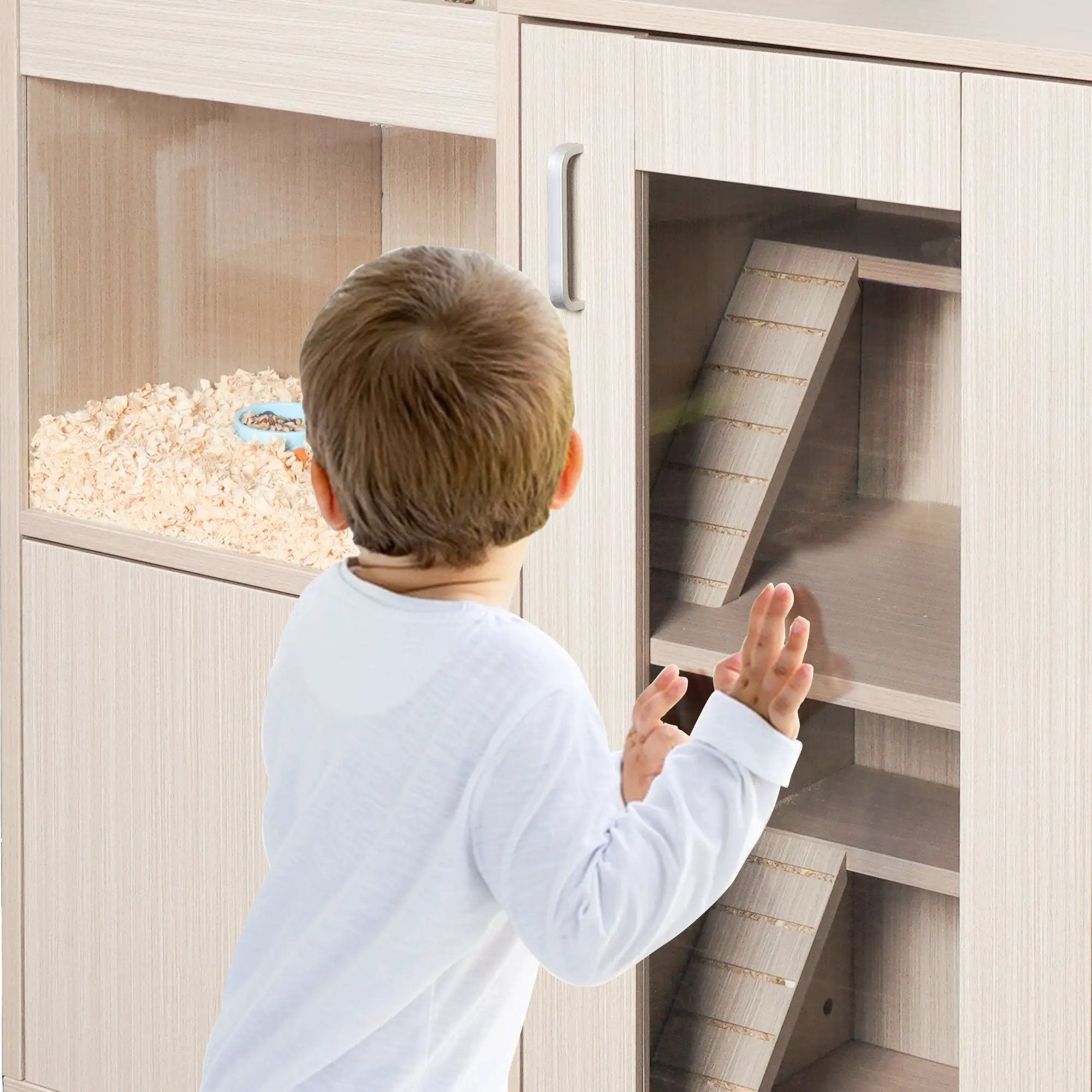 Living World Four Tier Wood Guinea Pig Cage XL With Storage Cabinet by V.I.P Digital Presence