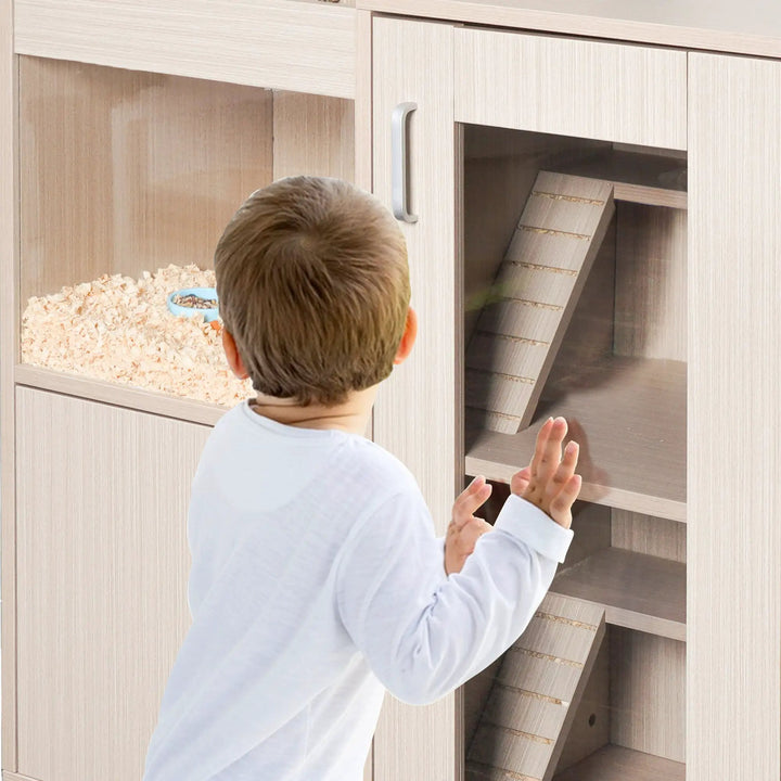 Living World Four Tier Wood Guinea Pig Cage XL With Storage Cabinet by V.I.P Digital Presence