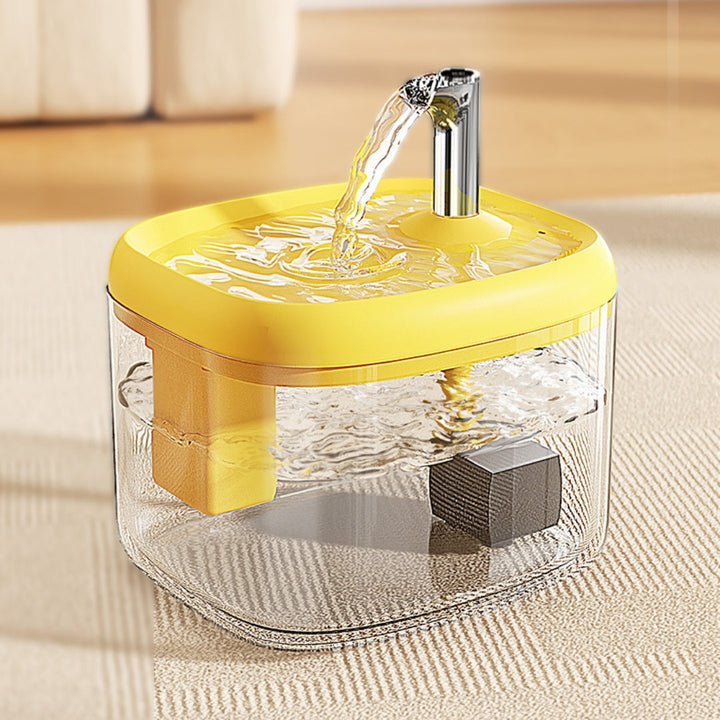 Yellow-trim clear faucet fountain