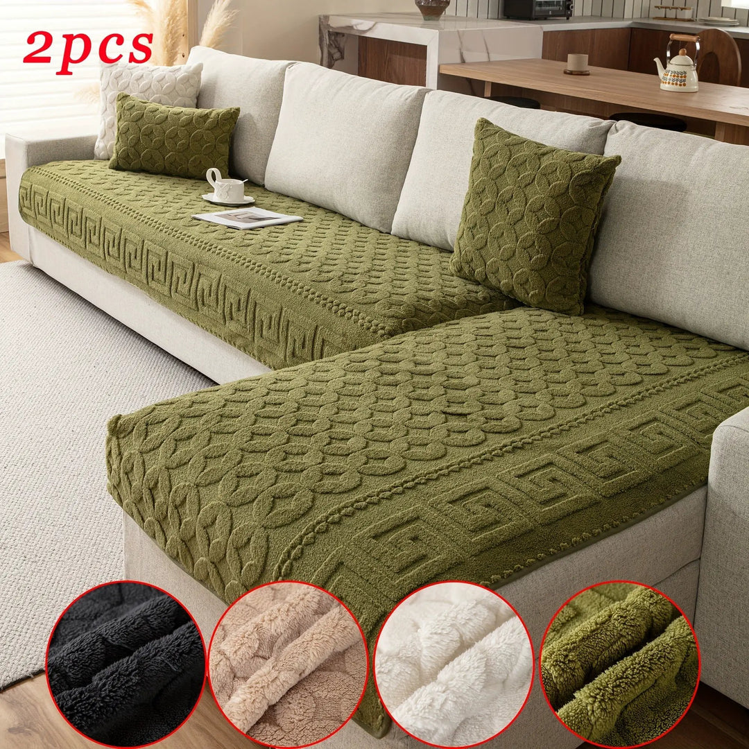 L-shaped couch cover by topspet, 2-piece green heavy-duty waterproof dog sofa protector