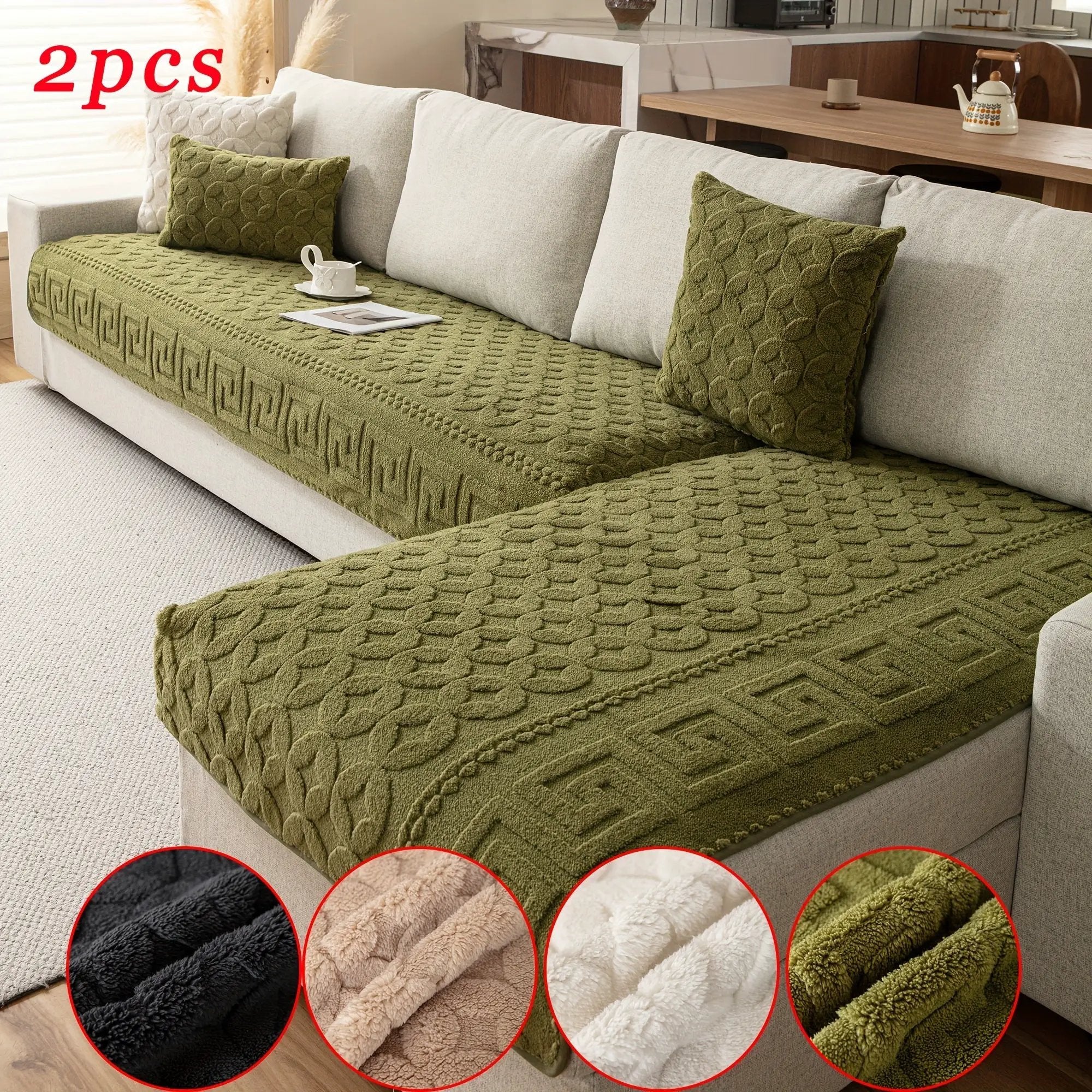 L-shaped couch cover by topspet, 2-piece green heavy-duty waterproof dog sofa protector