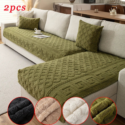 L-shaped couch cover by topspet, 2-piece green heavy-duty waterproof dog sofa protector