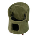 Load image into Gallery viewer, Green plush chair with hidden pet nook; rounded back and black interior opening.
