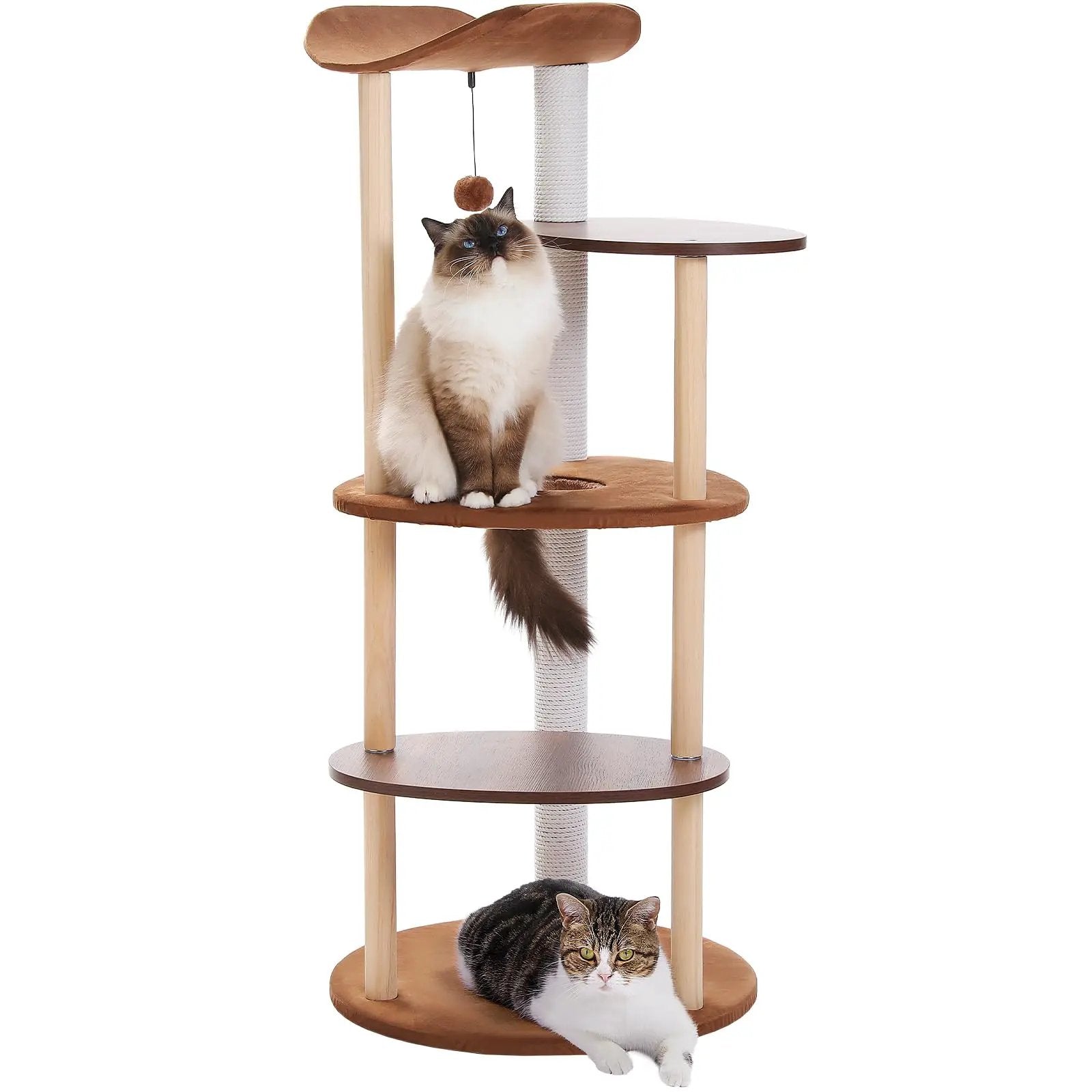 PETEPELA Cat Tree Cat Tower for Indoor Cats5-Level Cat Play House Cat Activity Center with Scratching Posts Brown - from For Animals, With Love