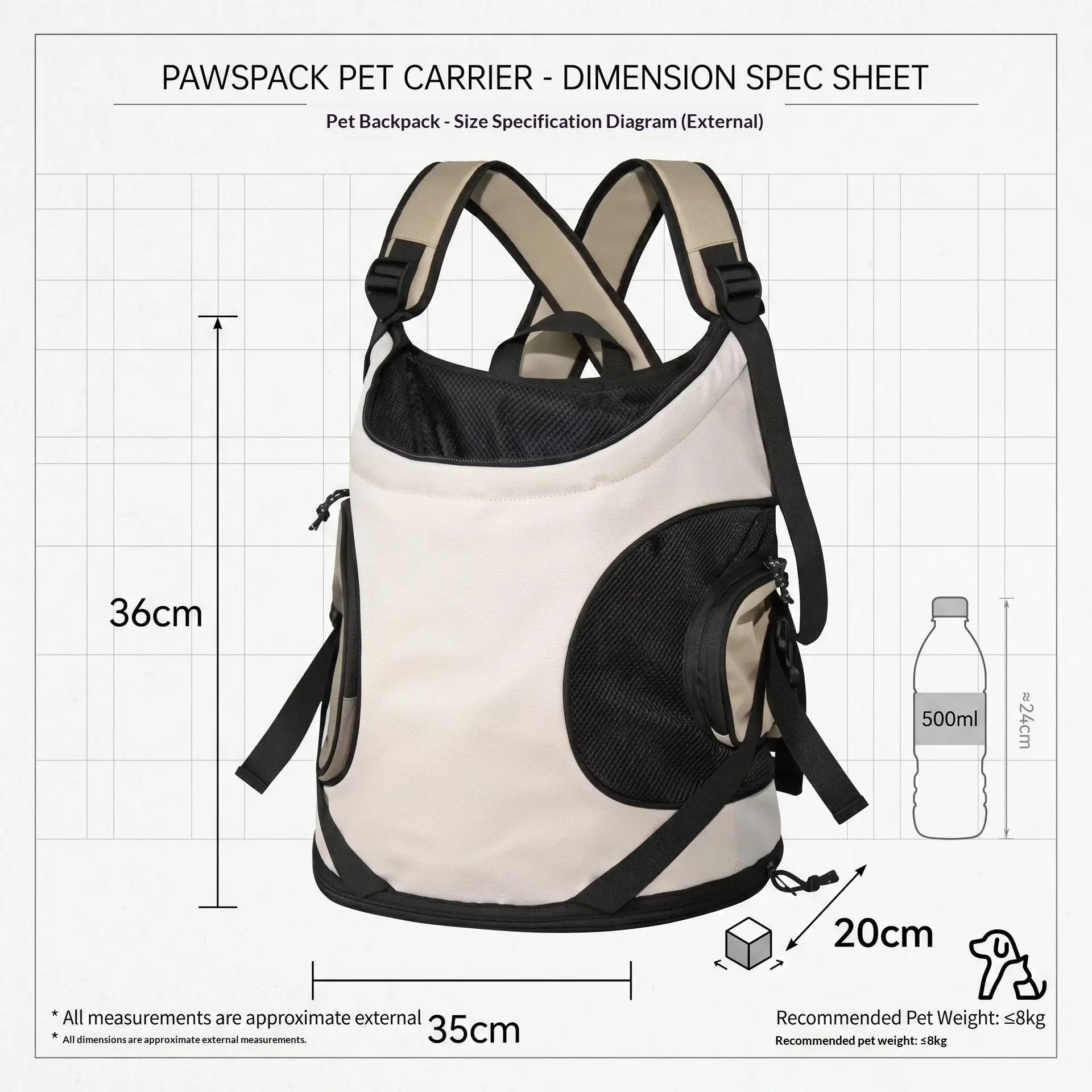 Lightweight Pet Travel Backpack Oxford For Cats And Small Dogs by Pet Zen