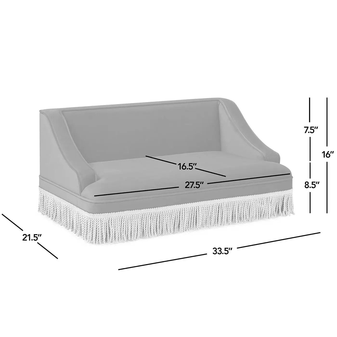 Duchess 33' Medium Princess Pet Bed Sofa with Fringe Skirt, Olive Green Velvet by HouseOfZazla