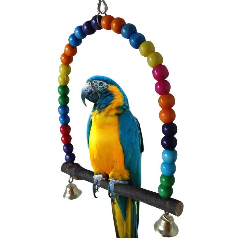 Premium Natural Wood Bird Cage Climbing Ladder Swing With Bells by Sell My Stuff